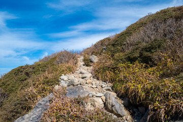大分県の紅葉のくじゅう連山の風景  Mt.Kujyu range scenery of autumn leaves in Oita Prefecture 