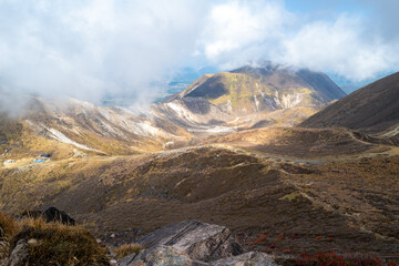 大分県の紅葉のくじゅう連山の風景  Mt.Kujyu range scenery of autumn leaves in Oita Prefecture 