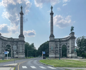 Fototapeta na wymiar Philadelphia, PA, USA -July 15, 2021: Smith Civil War Memorial Arch in Fairmount Park on the Avenue of the Republic