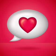social media icon notification heart love like in the speech bubble