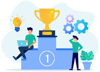 Illustration vector graphic cartoon character of team success