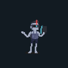 Pixel art future mummy punk character.