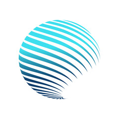 round logo circled with light blue gradient color stripes