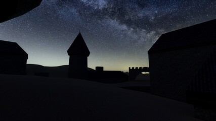 burried castle at desert