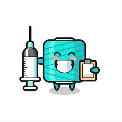 Mascot Illustration of yarn spool as a doctor