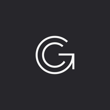 Letter CG line art logo design template. black background.