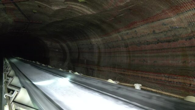 Saline Deposits from Deep Well. potassium extracted on a conveyor belt. extraction of the potassium salt. salt mining and production
