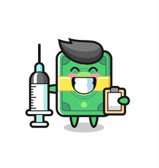 Mascot Illustration of money as a doctor