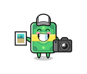 Character Illustration of money as a photographer