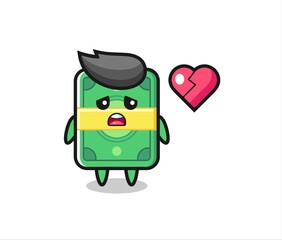 money cartoon illustration is broken heart