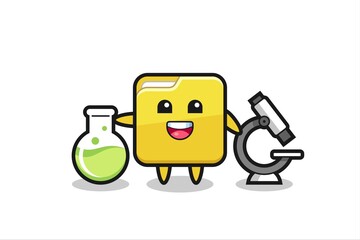 Mascot character of folder as a scientist