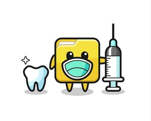 Mascot character of folder as a dentist