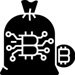 Bitcoin bag money icon. Bitcoin concept icon style
