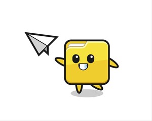 folder cartoon character throwing paper airplane