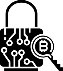 Encryption bitcoin key icon. Bitcoin concept icon style