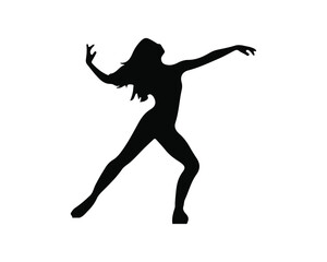silhouette female dancer on white background. vector illustration
