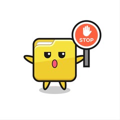 Fototapeta premium folder character illustration holding a stop sign