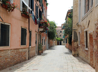 street of Venice called CALLE in Italian Language without people during the lockdown