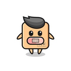 Cartoon Illustration of cardboard box with tape on mouth