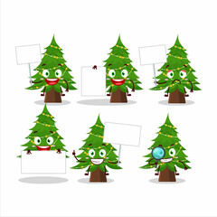 Christmas tree cartoon character bring information board