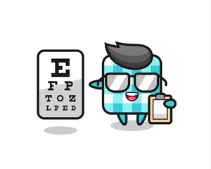 Illustration of checkered tablecloth mascot as an ophthalmology