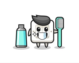 Mascot Illustration of light switch with a toothbrush