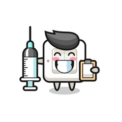 Mascot Illustration of light switch as a doctor
