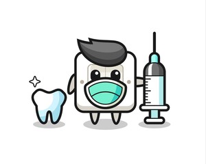 Mascot character of light switch as a dentist