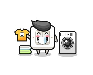 Mascot cartoon of light switch with washing machine