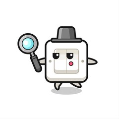 light switch cartoon character searching with a magnifying glass