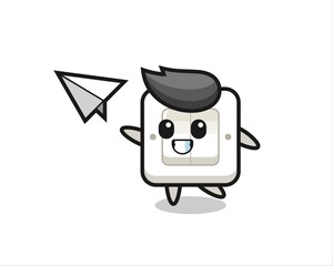 light switch cartoon character throwing paper airplane