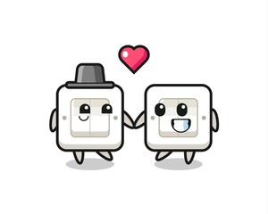 light switch cartoon character couple with fall in love gesture