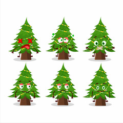 Christmas tree cartoon character with nope expression