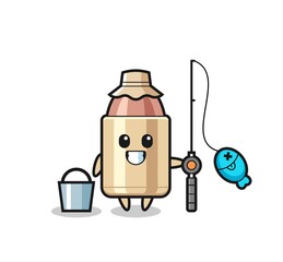 Mascot character of bullet as a fisherman