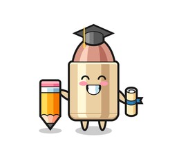 bullet illustration cartoon is graduation with a giant pencil