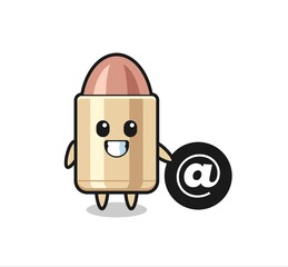 Cartoon Illustration of bullet standing beside the At symbol