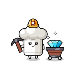 Character Illustration of chef hat as a miner