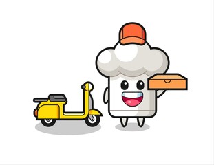 Character Illustration of chef hat as a pizza deliveryman