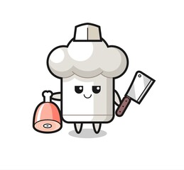 Illustration of chef hat character as a butcher