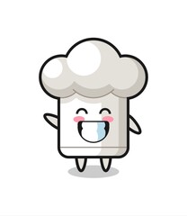 chef hat cartoon character doing wave hand gesture