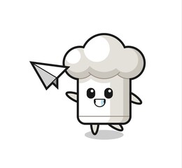 chef hat cartoon character throwing paper airplane