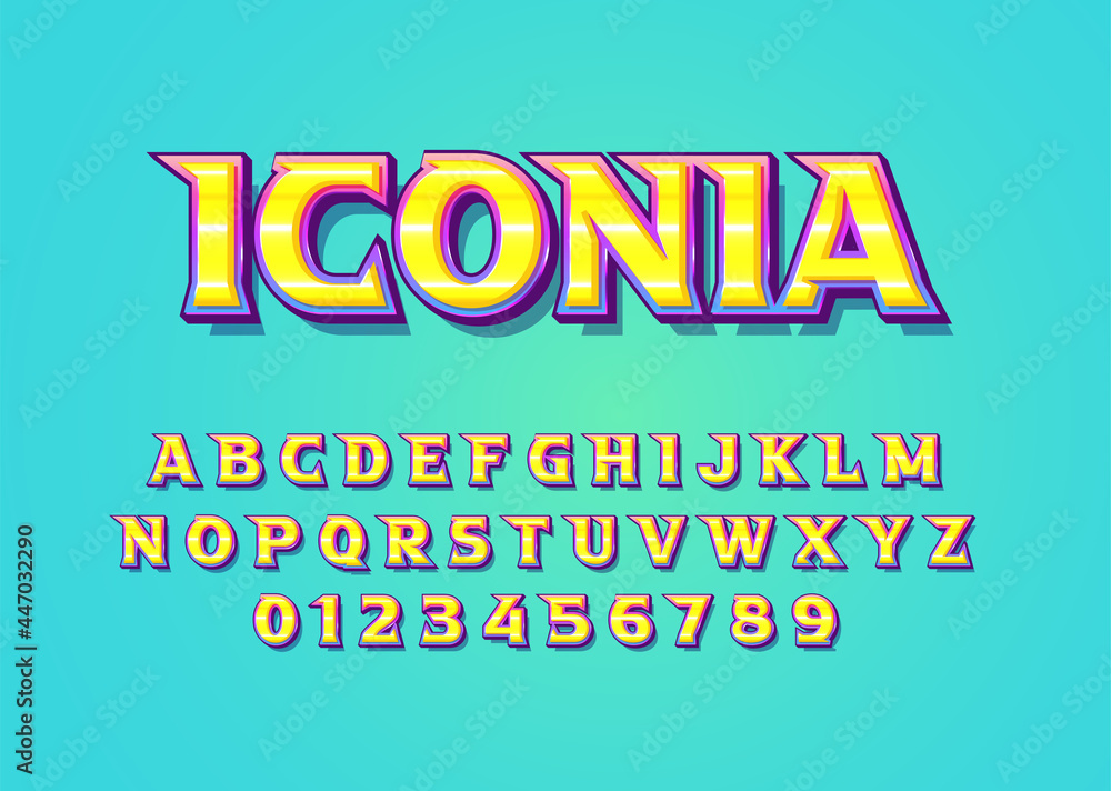 Poster colorful fun style vector font with uppercase alphabet and digit number