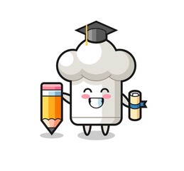 chef hat illustration cartoon is graduation with a giant pencil