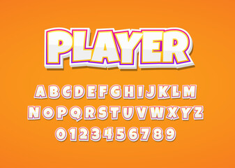Kids cartoon style vector font with uppercase alphabet and digit number