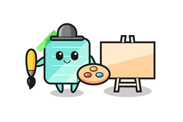 Illustration of sticky notes mascot as a painter