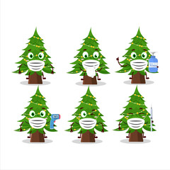 A picture of christmas tree cartoon design style keep staying healthy during a pandemic