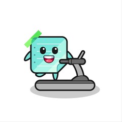sticky notes cartoon character walking on the treadmill