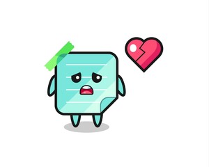 sticky notes cartoon illustration is broken heart