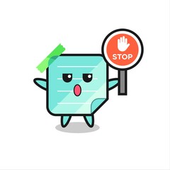 sticky notes character illustration holding a stop sign
