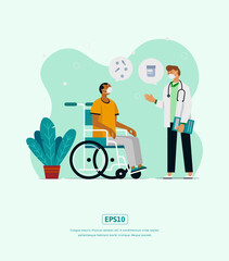 Flat Illustration, plants, doctor and patient